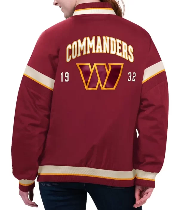 Washington Commanders Tournament Burgundy Satin Varsity Jacket