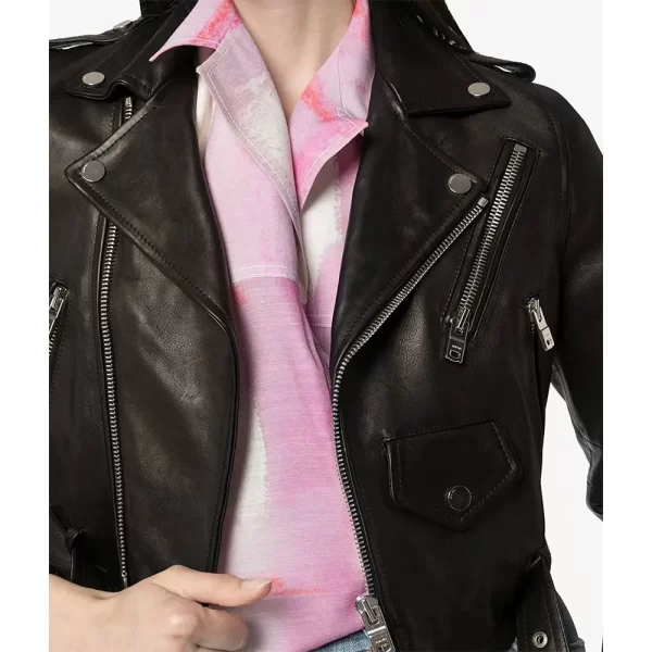 Women’s Lambskin Biker Cropped Black Leather Jackets