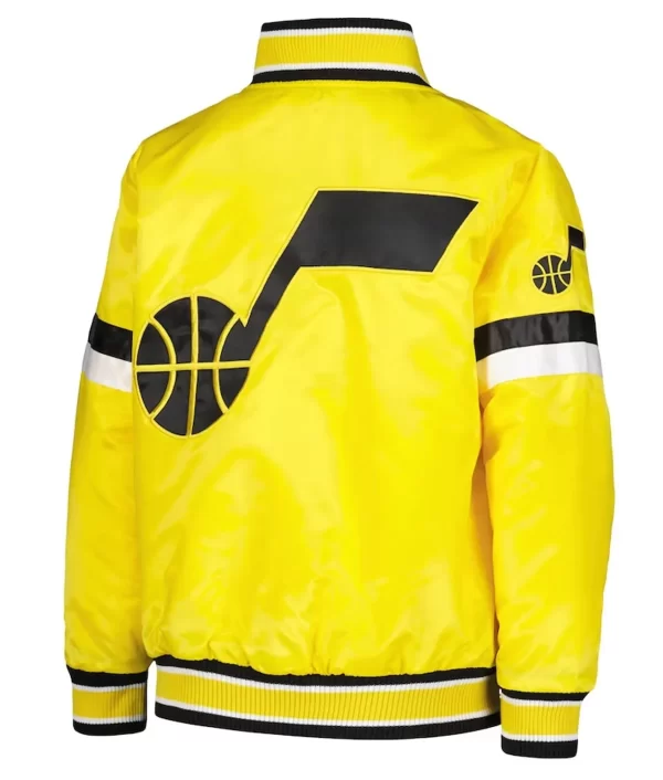 Yellow Utah Jazz Youth Home Game Varsity Satin Jacket