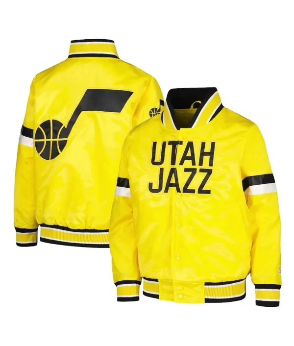 Youth Home Game Utah Jazz Yellow Satin Jacket