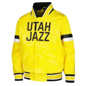 Youth Home Game Utah Jazz Yellow Satin Jacket