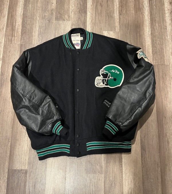 80s Delong New York Jets Wool Varsity Jacket