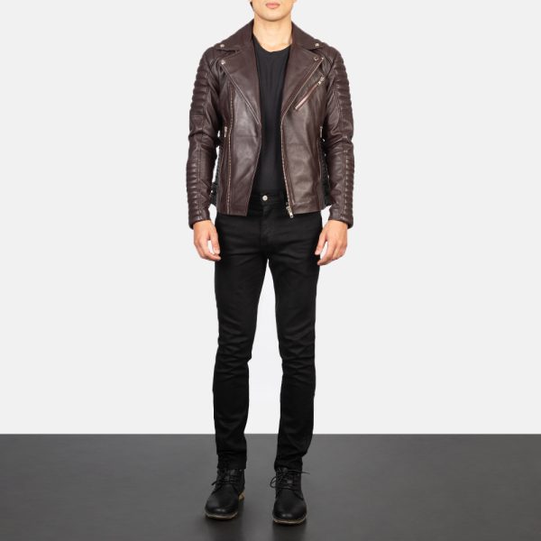 Armand Maroon Leather Biker Jackets