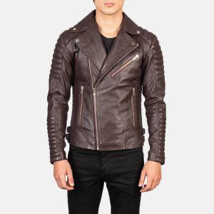 Armand Maroon Real Leather Biker Jacket