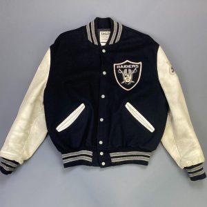 As-is Leather & Wool Raiders Varsity Letterman Jacket