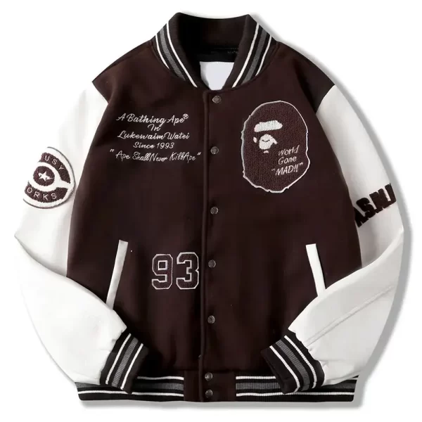 Bape A Bathing Ape Brown Wool Varsity Jacket