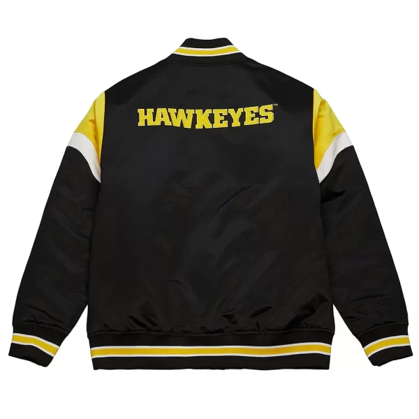 Black University of Iowa Heavyweight Varsity Satin Jacket