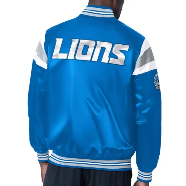 Blue Detroit Lions Midweight Varsity Satin Jacket