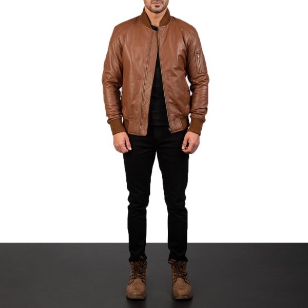 Bomia Ma-1 Brown Leather Bomber Jackets