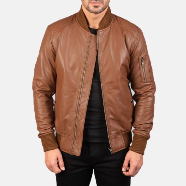 Bomia Ma-1 Brown Real Leather Bomber Jacket