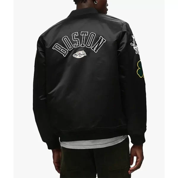 Boston Celtics Bomber Satin Black Jacket