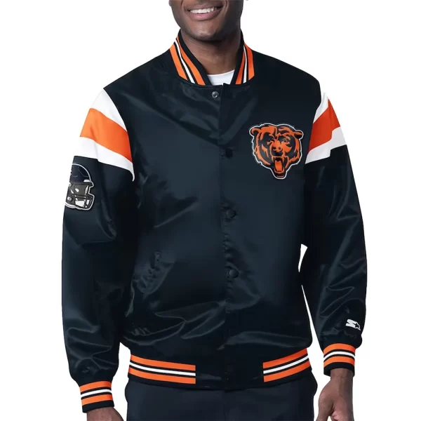 Chicago Bears Midweight Navy Blue Satin Jacket