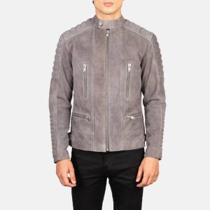 Damian Grey Suede Biker Leather Jacket
