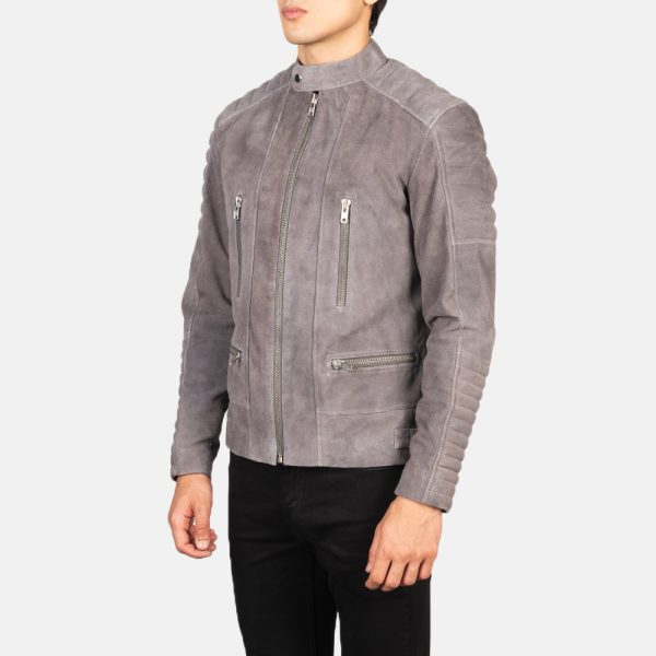 Damian Grey Suede Leather Biker Jackets