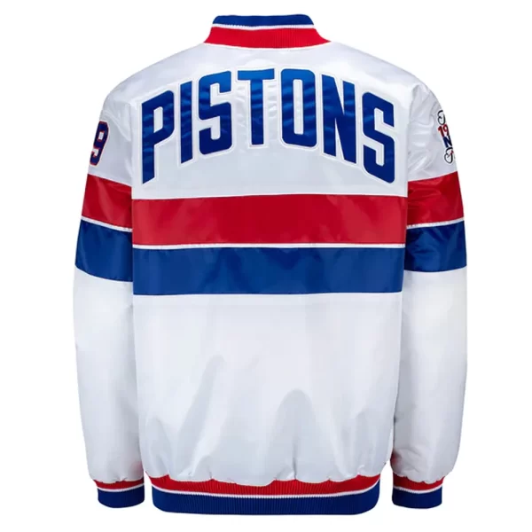 Detroit Pistons 35th Anniversary Varsity White Satin Jacket