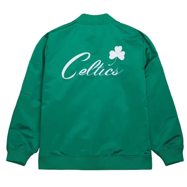 Green Vintage Logo Boston Celtics Full-Zip Bomber Satin Jacket