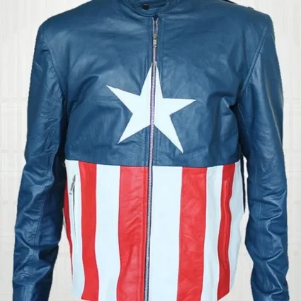 Jon Bon Jovi Concert Captain America Blue Leather Jacket