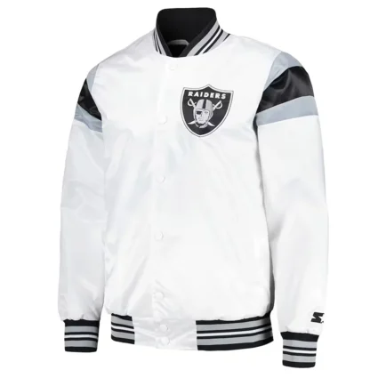 Las Vegas Raiders Midweight White Satin Jacket