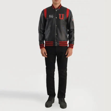 Liberte USA Black Leather Varsity Jacket