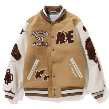 Multi Motif Bape Wool Varsity Jacket