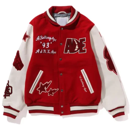 Multi Motif Bape Wool Varsity Jacket