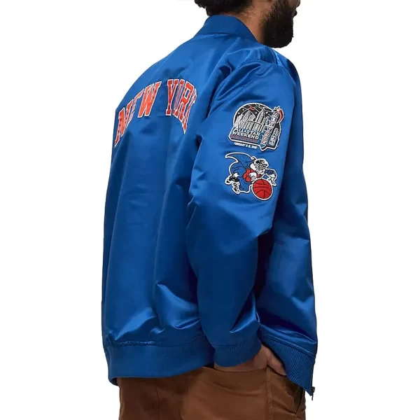 NY Knicks Bomber Royal Lightweight Satin Jacket