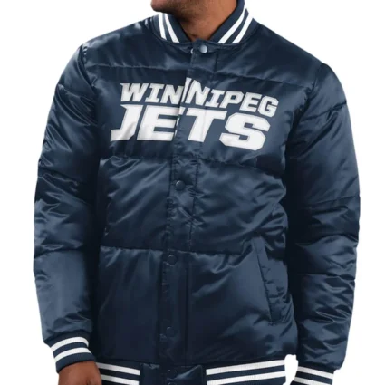 Navy Winnipeg Jets Bronx Bubble Jacket