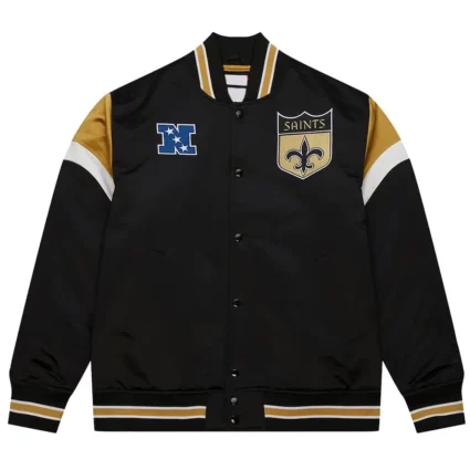 New Orleans Saints Heavyweight Black Satin Jacket