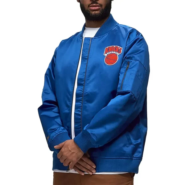 New York Knicks Bomber Lightweight Royal Satin Jacket