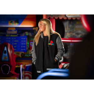 PlayStation Heritage Unisex Black Letterman Jacket