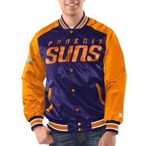 Purple & Orange Phoenix Suns Renegade Varsity Satin Jacket