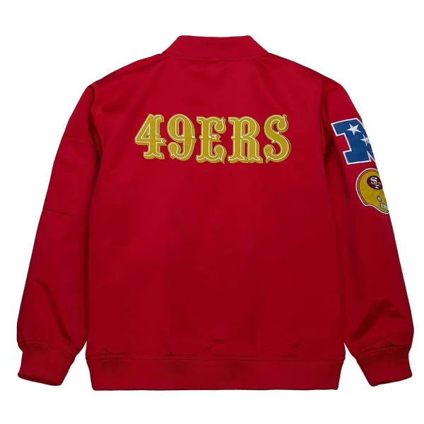 Red Vintage Logo San Francisco 49ers Bomber Full-Zip Satin Jacket