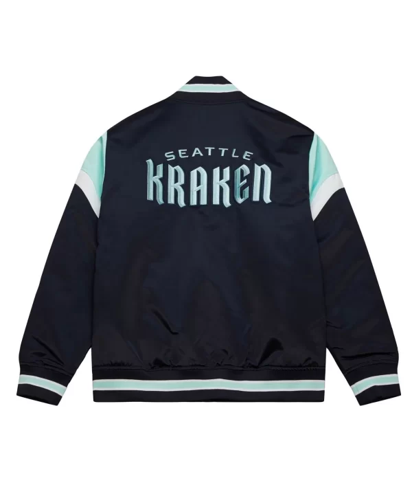 Seattle Kraken Heavyweight Navy Blue Satin Jacket