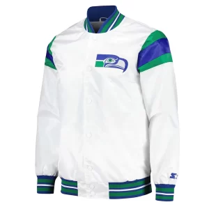 Seattle Seahawks Midweight White Satin Jacket