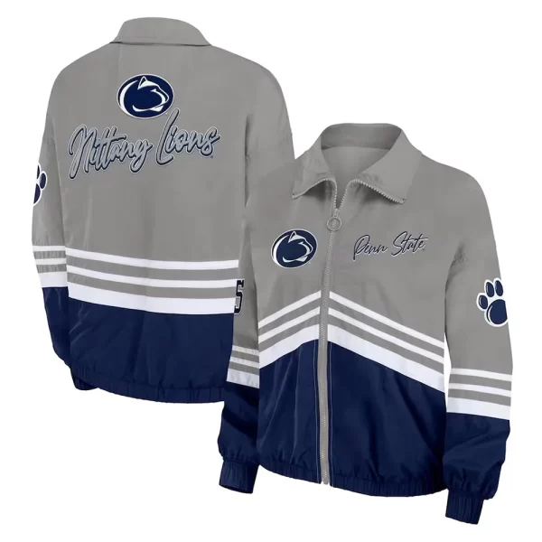 Throwback Penn State Nittany Windbreaker Gray & Blue Jackets