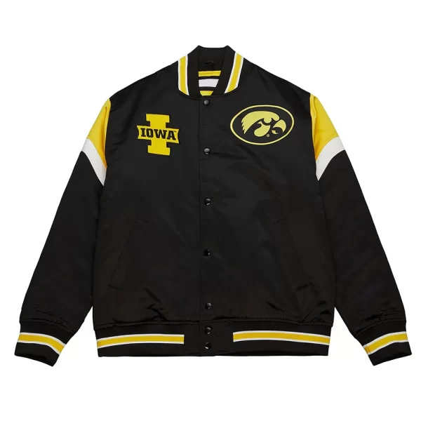 University of Iowa Heavyweight Black Satin Jacket