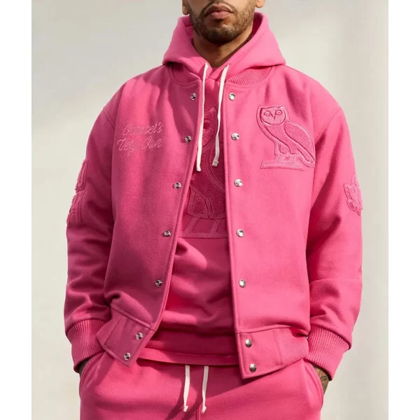 Valentine OVO Pink Varsity Jacket