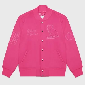 Valentine OVO Pink Wool Varsity Jacket