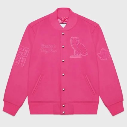 Valentine OVO Pink Wool Varsity Jacket