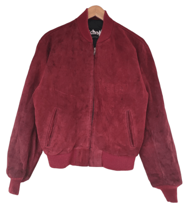 Vintage Schott Burgandy Leather Bomber Jacket