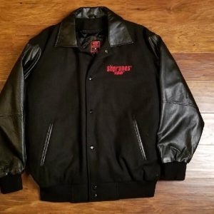 Vintage Sopranos Bomber Varsity Black Leather Wool Jacket