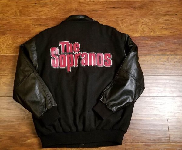 Vintage Sopranos Bomber Varsity Leather Wool Jacket Removable Liner HBO Apparel