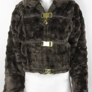 Vintage Y2k Baby Phat Black Faux Fur Jacket