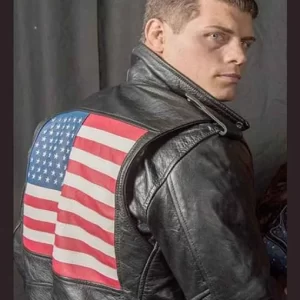 WWE Cody Rhodes USA Flag Black Leather Jacket