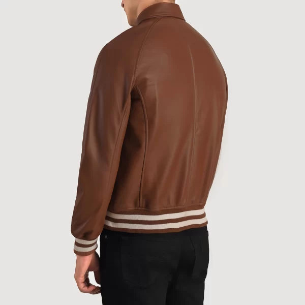 Walton Brown Leather Varsity Zip Jacket