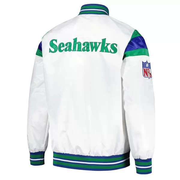 White Seattle Seahawks Midweight Varsity Satin Jacket