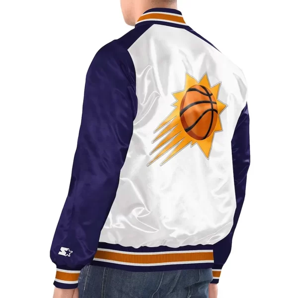 White and Purple Renegade Phoenix Suns Varsity Satin Jacket