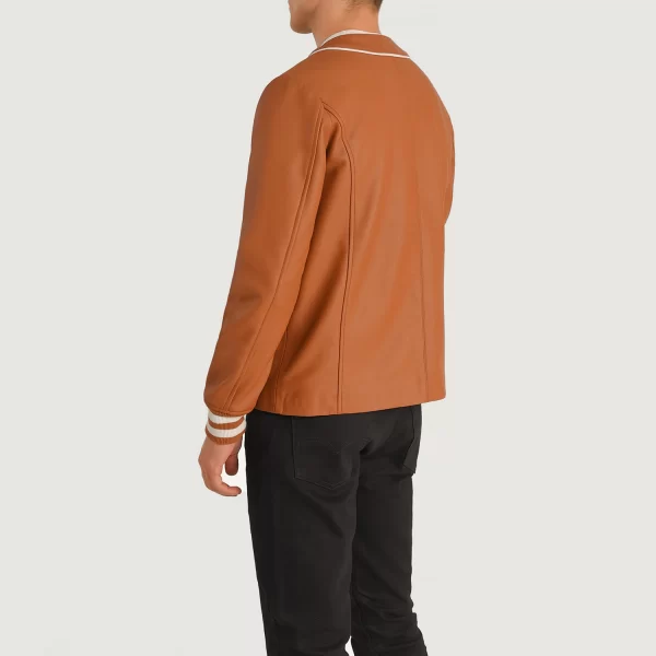 Willis Tan Brown Leather Varsity Jacket