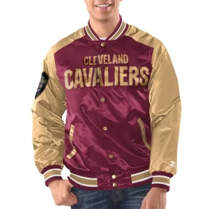 Wine & Gold Cleveland Cavaliers Renegade Varsity Satin Jacket