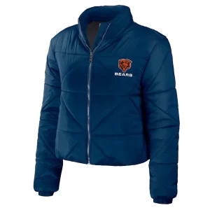 Women’s Chicago Bears Puffer Cropped Navy Jacket